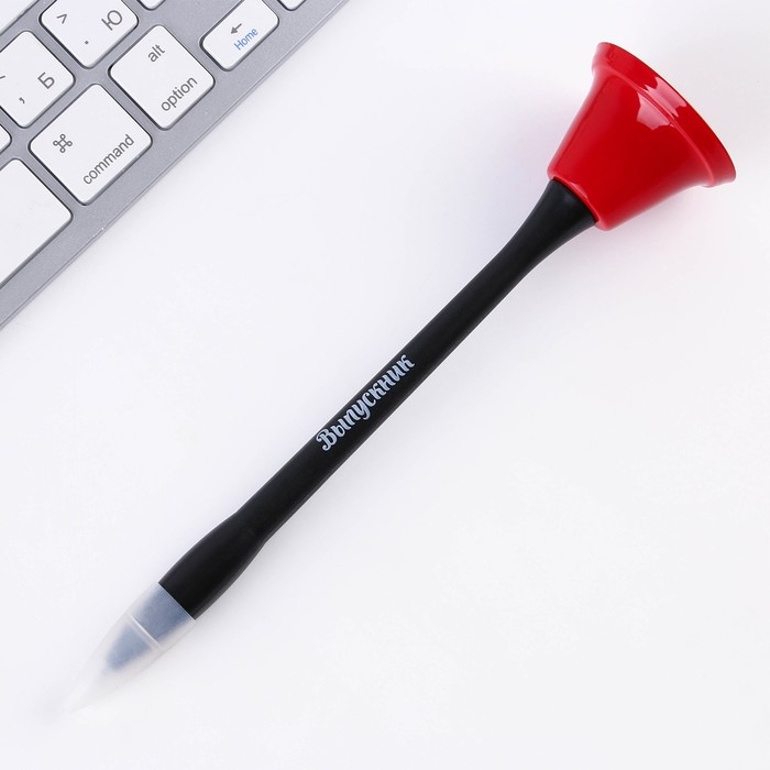 Ручка прикол колокольчик шариковая на открытке на выпускной &laquo;Удачи тебе, Выпускник!&raquo; синяя паста 0.8 мм