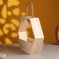 Кашпо деревянное, Шестёрка с ручкой 28х24,5х8,5см Кашпо деревянное, Шестёрка с ручкой 28х24,5х8,5см