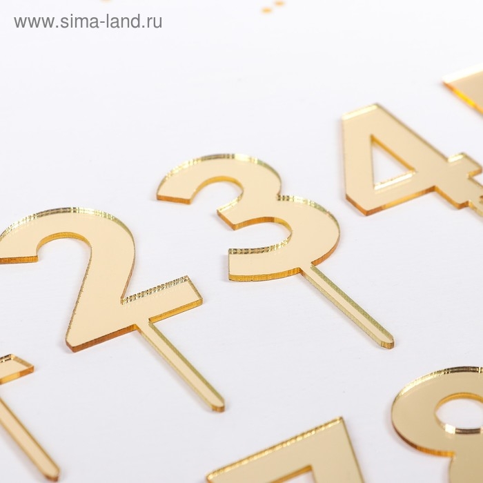 Набор топперов для торта Доляна &laquo;Цифры&raquo;, 10 шт, 8&times;3 см, цвет золотой