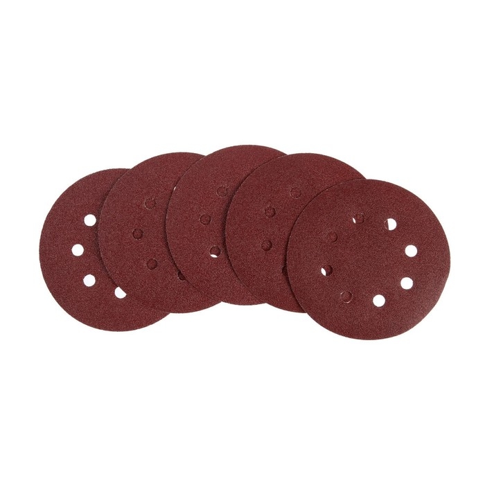 Круг абразивный шлифовальный под "липучку" ТУНДРА, перфорированный, 150 мм, Р60, 5 шт.