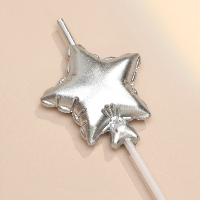 Набор свечей для торта. 5 шт "Воздушный шарик. Звезда". серебряные