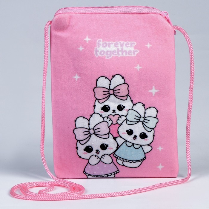 Сумка детская плюшевая Сумка детская плюшевая "Зайчонок с мишкой" плоская