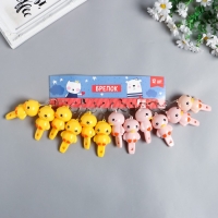 Фонарик свет на кольце+свисток "Утёнок" МИКС мигает 8,2х3,6х3,8 см