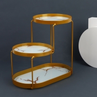 Органайзер для хранения, 3 секции, 30 &times; 17 &times; 26,5 см, цвет золотистый/белый