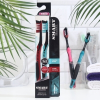 Зубная щётка &laquo;Смарт&raquo; Black средней жесткости, красный + зеленый, 2 шт.