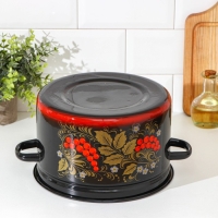 Кастрюля эмалированная &laquo;Рябина&raquo;, 7 л, цвет черный