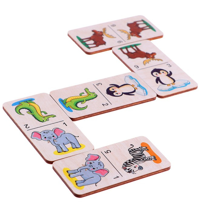 Домино большое &laquo;В зоопарке&raquo; 28 деревянных фишек
