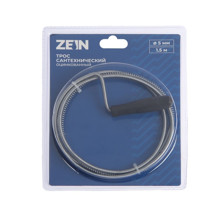 Трос сантехнический ZEIN engr, оцинкованный, с ручкой, d=5 мм, L=1,5 м