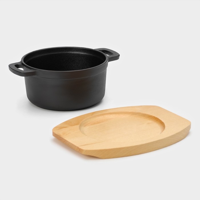 Кастрюля чугунная с крышкой Magma &laquo;Хотан&raquo;, 750 мл, 18,6&times;14&times;7 см, индукция, цвет чёрный