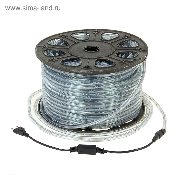 Световой шнур Luazon Lighting 11 мм, IP65, 100 м, 24 LED/м, 220 В, 2W, постоянное свечение, свечение тёплое белое