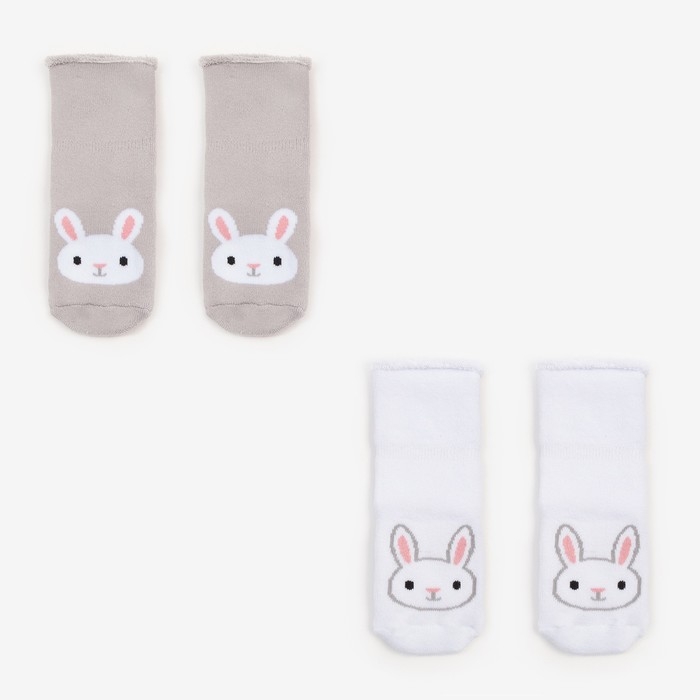 Набор детских махровых носков Крошка Я &laquo;Зайка&raquo;, 2 пары, размер 8-10 см