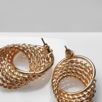 Серьги металл &laquo;Переплетение&raquo; нити, цвет золото