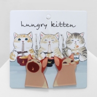 Серьги акрил &laquo;Коты&raquo; забавные, цвет бежево-коричневый