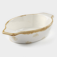 Форма для запекания из фарфора Доляна Organic Gold, 500 мл, 22&times;13&times;4,5 см, цвет белый