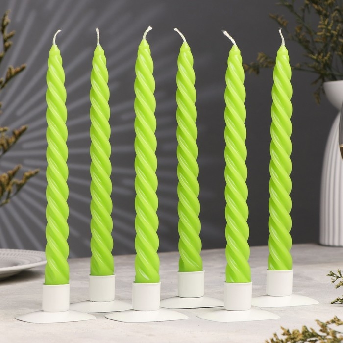Свеча витая, 2,3х 24,5 см, 5 ч, 50 г, зелёная