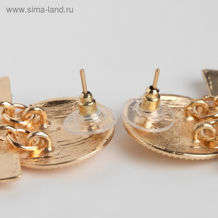 Серьги металл &laquo;Афина&raquo; круг и прямоугольник, цвет золото