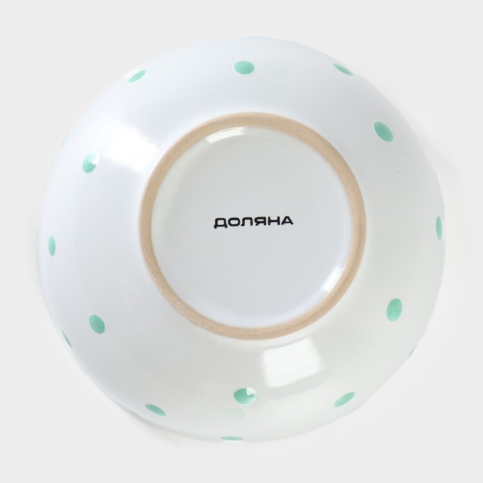 Салатник керамический Доляна &laquo;Горошек&raquo;, 580 мл, цвет мятный