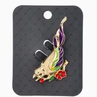 Брошь "Птичка" экзотическая, цветная в золоте