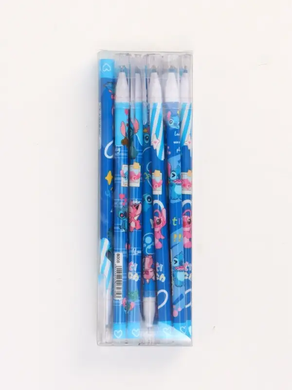 Ручка пиши-стирай с колпачком "Стич", синяя паста 0.5 мм