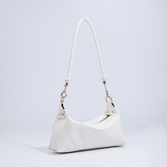 Сумка-багет на молнии, цвет белый