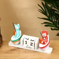 Календарь настольный &laquo;Котики рыбаки&raquo;, 19&times;10&times;10 см, дерево