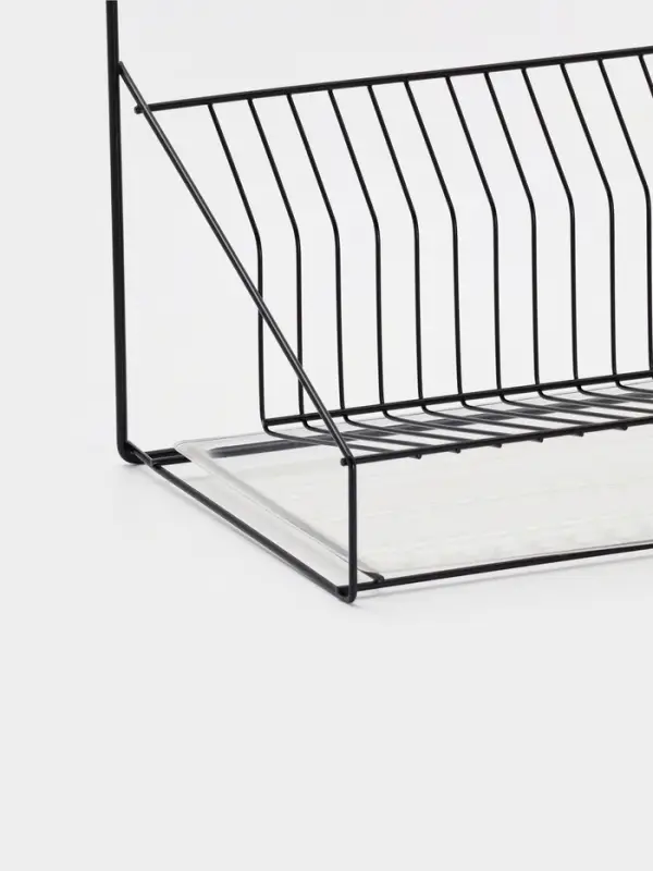 Посудосушитель настольный с поддоном, 38,5*38,5*24 см, цвет черный