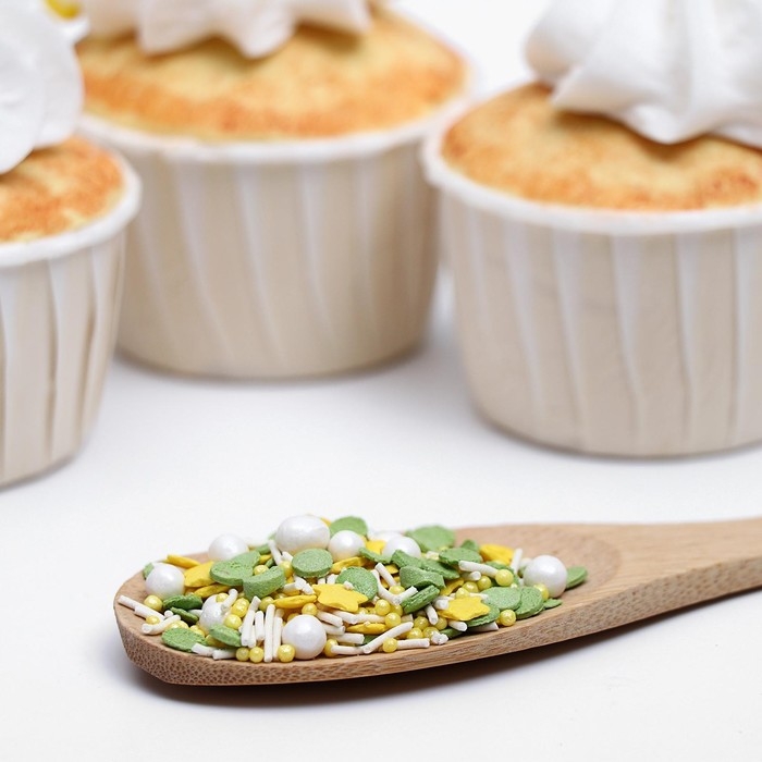 Новогодняя посыпка кондитерская &laquo;Микс&raquo;: зеленый, желтый, белый, 50 г