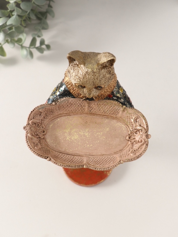 Сувенир полистоун подставка "Кошка в пальто с воротником" 15,5х14х27 см