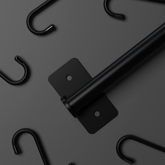 Рейлинговая система для кухни, 57 см, 5 крючков, цвет чёрный Рейлинговая система для кухни, 57 см, 5 крючков, цвет чёрный