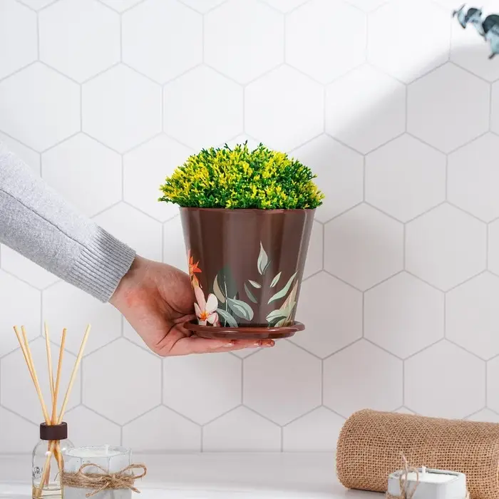 Горшок для цветов Доляна &laquo;Тропический лес&raquo;, 800 мл, цвет коричневый