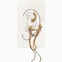 Серьги "Каффы" набор 2 шт., водопад и стразы, цвет золото