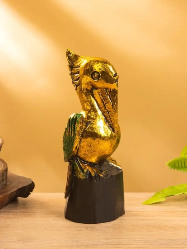 Сувенир интерьерный "Пеликан" 7х7х20 см, дерево, цв. золото