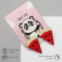 Серьги пластик «Вкусности» арбуз, цвет красно-зелёный Серьги пластик «Вкусности» арбуз, цвет красно-зелёный