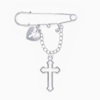 Булавка &laquo;Крест&raquo; и сердце, цвет серебро