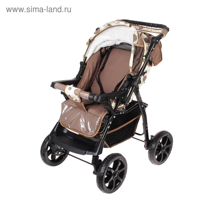 Коляска-трансформер &laquo;Гном&raquo;, пластиковые колёса, оттенки бежевого, рисунок МИКС