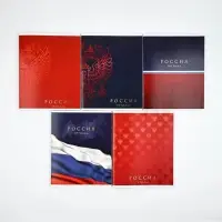 Тетради в клетку, 48 л., набор из 5 шт., блок №1 &laquo;Патриотизм&raquo; матовая ламинация, тиснение