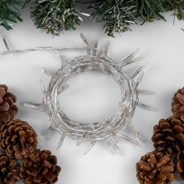 Гирлянда &laquo;Нить&raquo; 5 м с насадками &laquo;Игла&raquo;, IP20, прозрачная нить, 50 LED, свечение синее, 8 режимов, 220 В