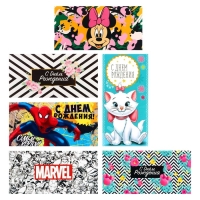 Конверты для денег, Минни Маус, Мстители, Мари, Человек-паук, Принцессы МИКС Конверты для денег, Минни Маус, Мстители, Мари, Человек-паук, Принцессы МИКС