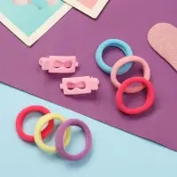 Набор для волос "Карамель" (10 резинок 3 см, 2 зажима 3 см) бесконечность, розовый