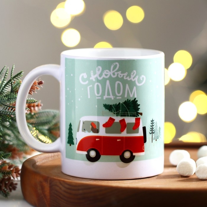 Кружка новогодняя керамическая &laquo;Новогодний маршрут&raquo;, 320 мл, цвет белый