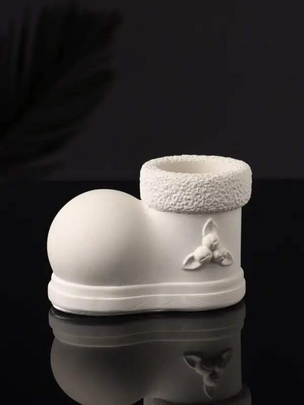 Подсвечник "Валенок" 10х7х6 см, натуральный, гипс