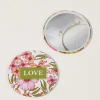 Зеркало карманное LOVE, d=7 см, белое