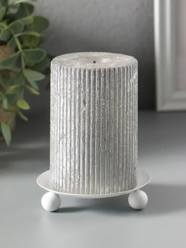 Подсвечник "Чашка на шариках" на 1 свечу, 9 см, белый