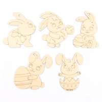 Заготовки для творчества. Роспись по дереву &laquo;Пасха: пасхальные кролики&raquo;, 5 шт