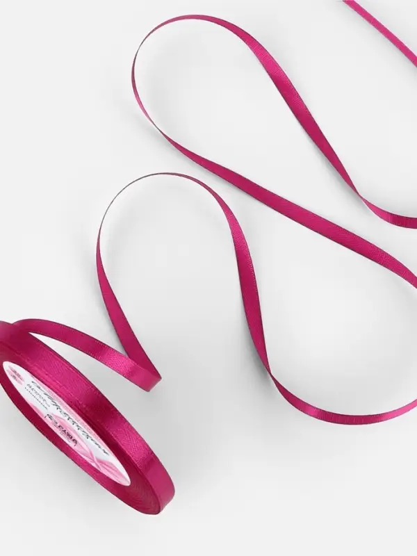 Лента атласная, 6 мм, 23&plusmn;1 м, ярко-розовая №27