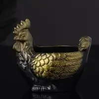 Кашпо "Курица" 10х9х6 см, черный с позолотой