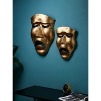 Набор фигур &laquo;Маска грустная&raquo;, полистоун, 60 см, 2 шт, цвет золото