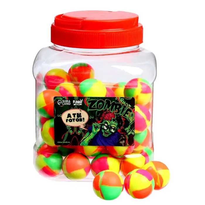 Мяч каучуковый, попрыгунчик &laquo;Зомби&raquo;, в банке, 50 шт