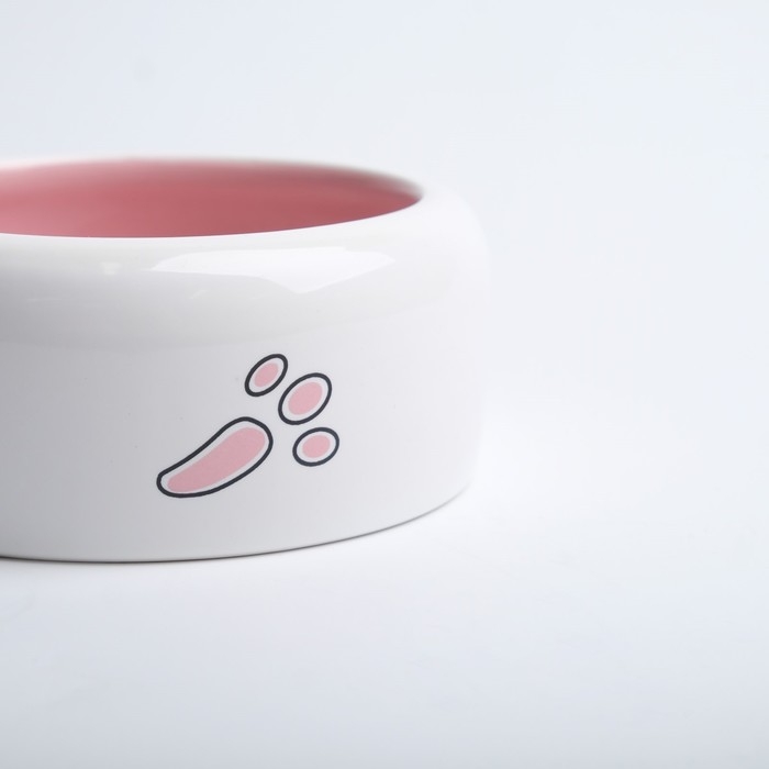 Миска керамическая "Заяц" 200 мл, 11 x 4,6 cм, белая/розовая