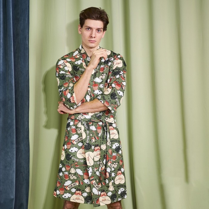 Халат мужской Этель Халат мужской Этель "Генеральская банька" рукав 3/4, размер 46-48, вафля 200г/м2, 100% хлопок